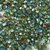 6mm Fire Polish Bead - Aqua Orange Rainbow - 60020-98535