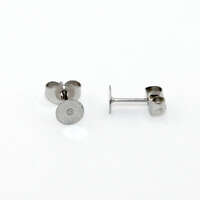 5mm Flat Pad Stud Earring - 316 Surgical Steel - Pair with Butterfly Backs