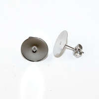 12mm Flat Pad Stud Earring - 316 Surgical Steel - Pair with Butterfly Backs