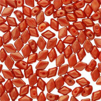 Mini Gem Duo 6mm x 4mm - GD6493140-14495 - Opaque Orange / Red Luster