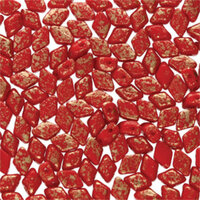 Mini Gem Duo 6mm x 4mm - GD6493200-94401 - Coral Red Gold Splash