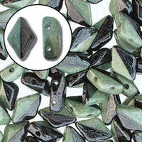 Gem Duo 8mm x 5mm - GD8503849-14459 - Duet Black & White Green Luster