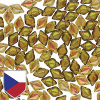 Gem Duo 8mm x 5mm Czech Shield - GD8550230-98532CS - Olivine Brown Rainbow