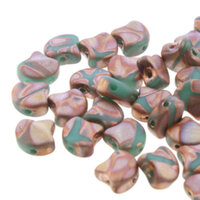 Ginko Leaf 7.5mm x 7.5mm - GNK8763130-27173BA - Turquoise Green Full Capri Gold Matte Batik