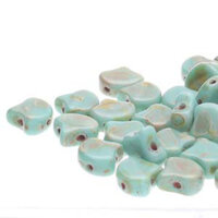 Ginko Leaf 7.5mm x 7.5mm - GNK8763130-86805 - Turquoise Green Dark Travertine