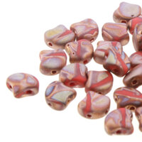 Ginko Leaf 7.5mm x 7.5mm - GNK8793200-27173BA - Opaque Coral Red Full Capri Gold Matte Batik