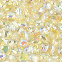 6mm Czech Glass Heart Bead - Crystal Yellow Rainbow - 00030-98531