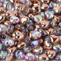6mm Czech Glass Heart Bead - Crystal Copper Rainbow - 00030-98533