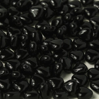 6mm Czech Glass Heart Bead - Jet - 23980