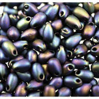 Miyuki 3mm x 5.5mm Long Drop Bead - LDP-401FR - Matte Opaque Black AB