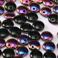 Lentil Bead 6mm x 3mm - 1 Hole - Jet Sliperit - LEN6-23980-29500
