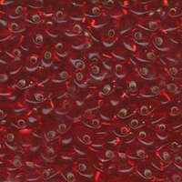 Miyuki 7mm Long Magatama Bead - LMA-10 - Silver Lined Flame Red