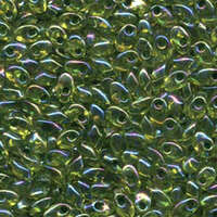 Miyuki 7mm Long Magatama Bead - LMA-341 - Green Lined Chartreuse AB