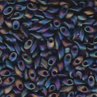 Miyuki 7mm Long Magatama Bead - LMA-401FR - Matte Black AB