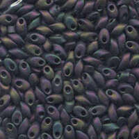 Miyuki 7mm Long Magatama Bead - LMA-2053 - Gunmetal Rainbow Frosted