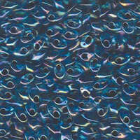 Miyuki 7mm Long Magatama Bead - LMA-2168 - Noir Lined Aqua AB