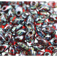 Miyuki 7mm Long Magatama Bead - LMA-4504 - Transparent Picasso Garnet