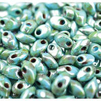 Miyuki 7mm Long Magatama Bead - LMA-4514L - Picasso Opaque Seafoam Green Luster