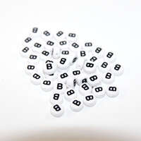 White & Black 'B' 7mm Alphabet Acrylic Flat Round Bead