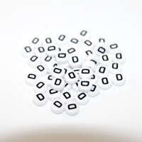 White & Black 'D' 7mm Alphabet Acrylic Flat Round Bead