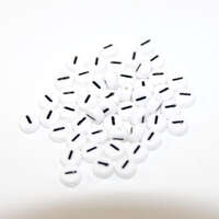 White & Black 'I' 7mm Alphabet Acrylic Flat Round Bead