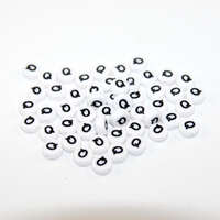 White & Black 'Q' 7mm Alphabet Acrylic Flat Round Bead