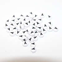 White & Black 'Y' 7mm Alphabet Acrylic Flat Round Bead