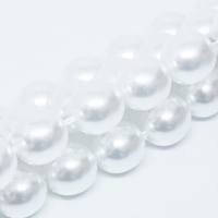 10mm Czech Glass Pearl - 50 Bead Strand - White - Shiny - 12025