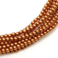3mm Czech Glass Pearl - 150 Bead Strand - Copper - Shiny - 10016