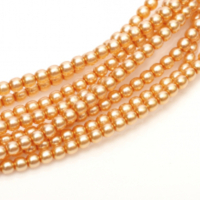 3mm Czech Glass Pearl - 150 Bead Strand - Light Peach - Shiny - 10140
