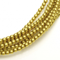 3mm Czech Glass Pearl - 150 Bead Strand - Citrine - Shiny - 10189