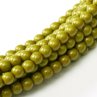 3mm Czech Glass Pearl - 150 Bead Strand - Pea Green - Shiny - 48565