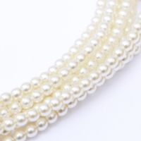 4mm Czech Glass Pearl - 120 Bead Strand - Pale Cream - Shiny - 10000