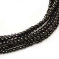 4mm Czech Glass Pearl - 120 Bead Strand - Black - Shiny - 70409