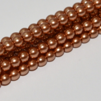 4mm Czech Glass Pearl - 120 Bead Strand - Copper - Shiny - 70415