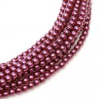 4mm Czech Glass Pearl - 120 Bead Strand - Dark Magenta - Shiny - 70479 
