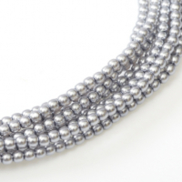 4mm Czech Glass Pearl - 120 Bead Strand - Light Grey - Shiny - 70484 