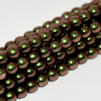 6mm Czech Glass Pearl - 100 Bead Strand - Polynesian Green Berry - 23980-19034