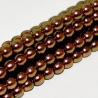 6mm Czech Glass Pearl - 100 Bead Strand - Polynesian Copper Rose - 23980-19054