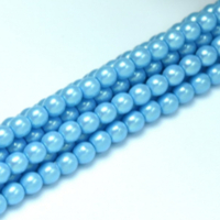 6mm Czech Glass Pearl - 100 Bead Strand - Nile Blue - Pearl Shell - 30017