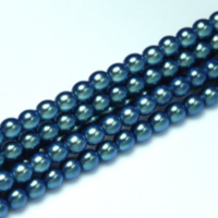 6mm Czech Glass Pearl - 100 Bead Strand - Dusk Blue - Pearl Shell - 30018