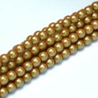 6mm Czech Glass Pearl - 100 Bead Strand - Mocha Latte - Pearl Shell - 30024
