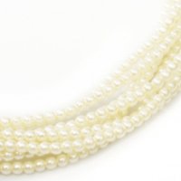 8mm Czech Glass Pearl - 75 Bead Strand - Light Cream - Shiny - 70740