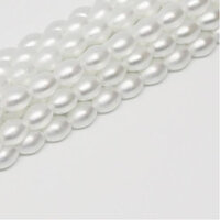4mm x 3mm Czech Glass Rice Pearl - 100 Bead Strand - White Satin - Crystal - 00030-53025