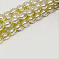 4mm x 3mm Czech Glass Rice Pearl - 100 Bead Strand - Ecru - Crystal - 00030-63145