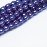 4mm x 3mm Czech Glass Rice Pearl - 100 Bead Strand - Dark Lavender - Crystal - 00030-63395