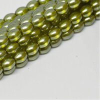 4mm x 3mm Czech Glass Rice Pearl - 100 Bead Strand - Mustard - Crystal - 00030-63577