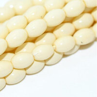 6mm x 4mm Czech Glass Rice Pearl - 100 Bead Strand - Eggshell - Shiny - 48114