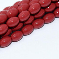 6mm x 4mm Czech Glass Rice Pearl - 100 Bead Strand - Dark Coral - Shiny - 48158