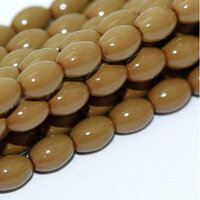 6mm x 4mm Czech Glass Rice Pearl - 100 Bead Strand - Sage - Shiny - 48186